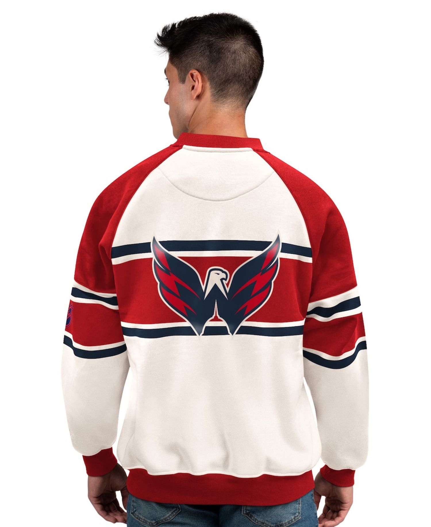 Men's White Washington Capitals Defense Fleece Crewneck Sweatshirt