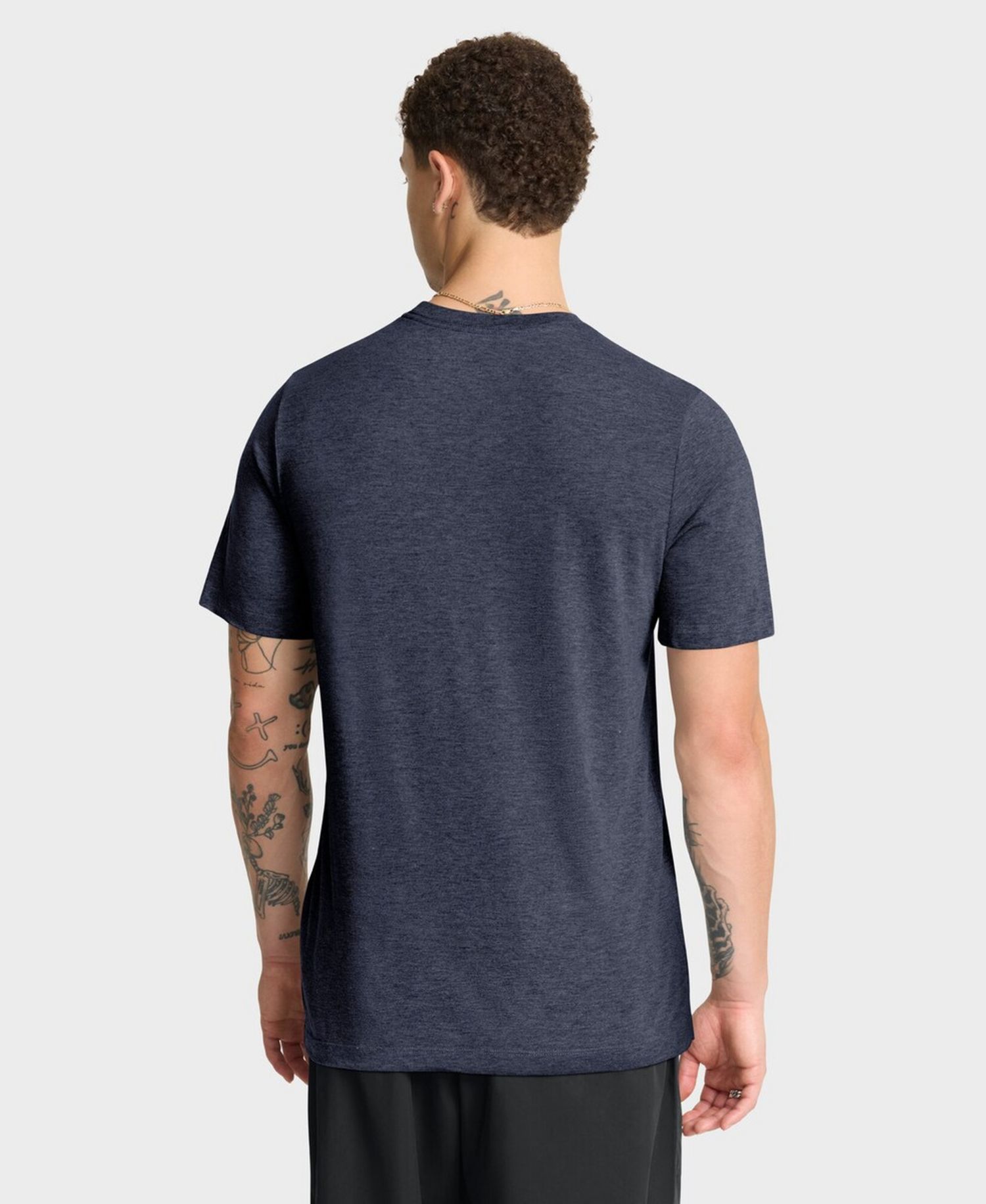 Men's Heather Navy Atlanta Braves Stacked Tri-Blend T-Shirt