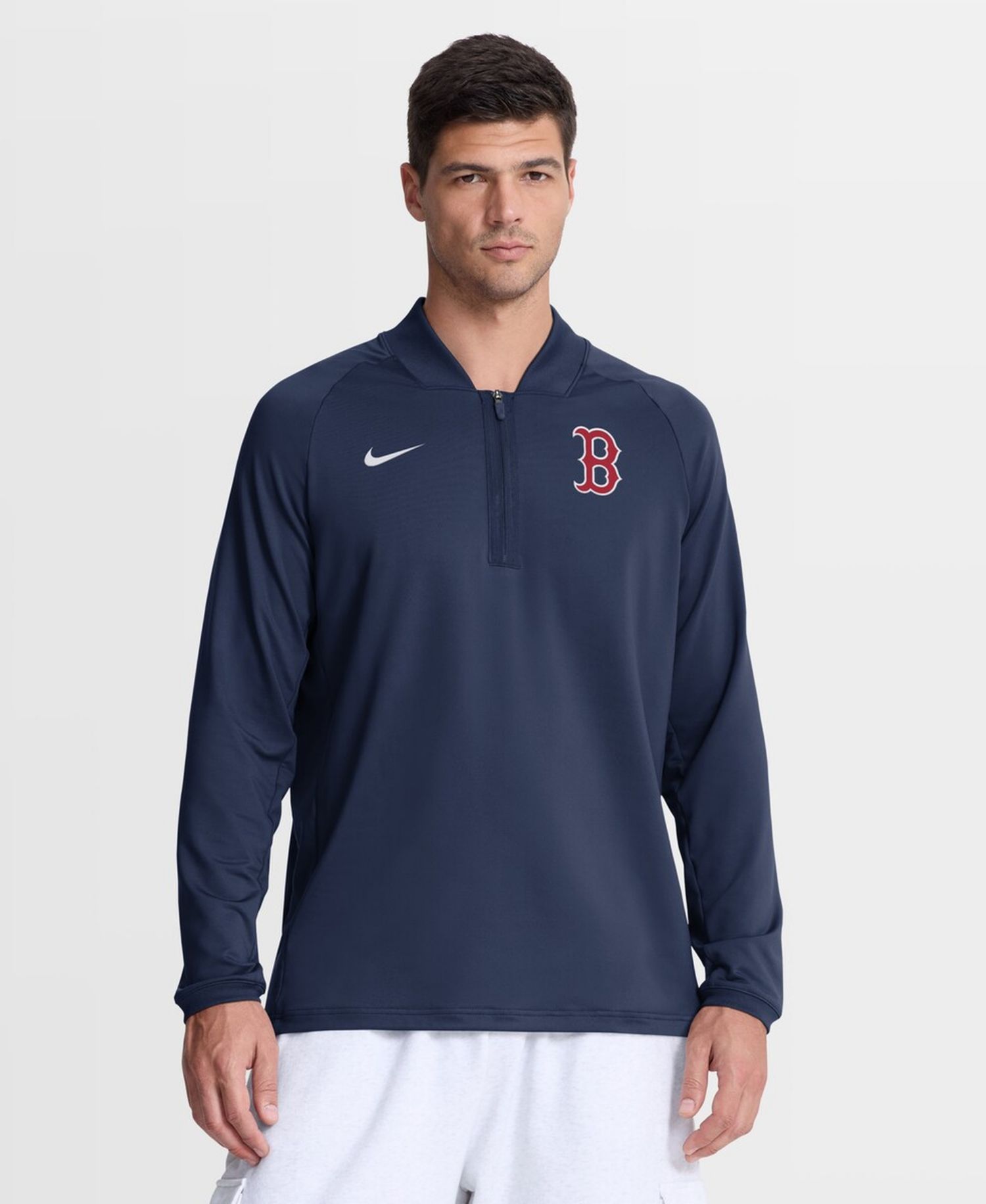Men's Navy Boston Red Sox Authentic Collection Dri-FIT Raglan Half-Zip Pullover
