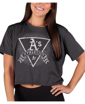 Women's&nbsp;Concepts Sport Heather Charcoal Athletics Distressed Quest Boxy Cropped Top