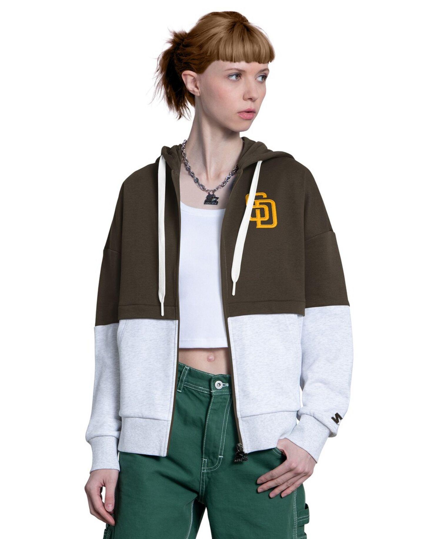 Women's Brown/Heather Gray San Diego Padres Wishbone Full-Zip Hoodie