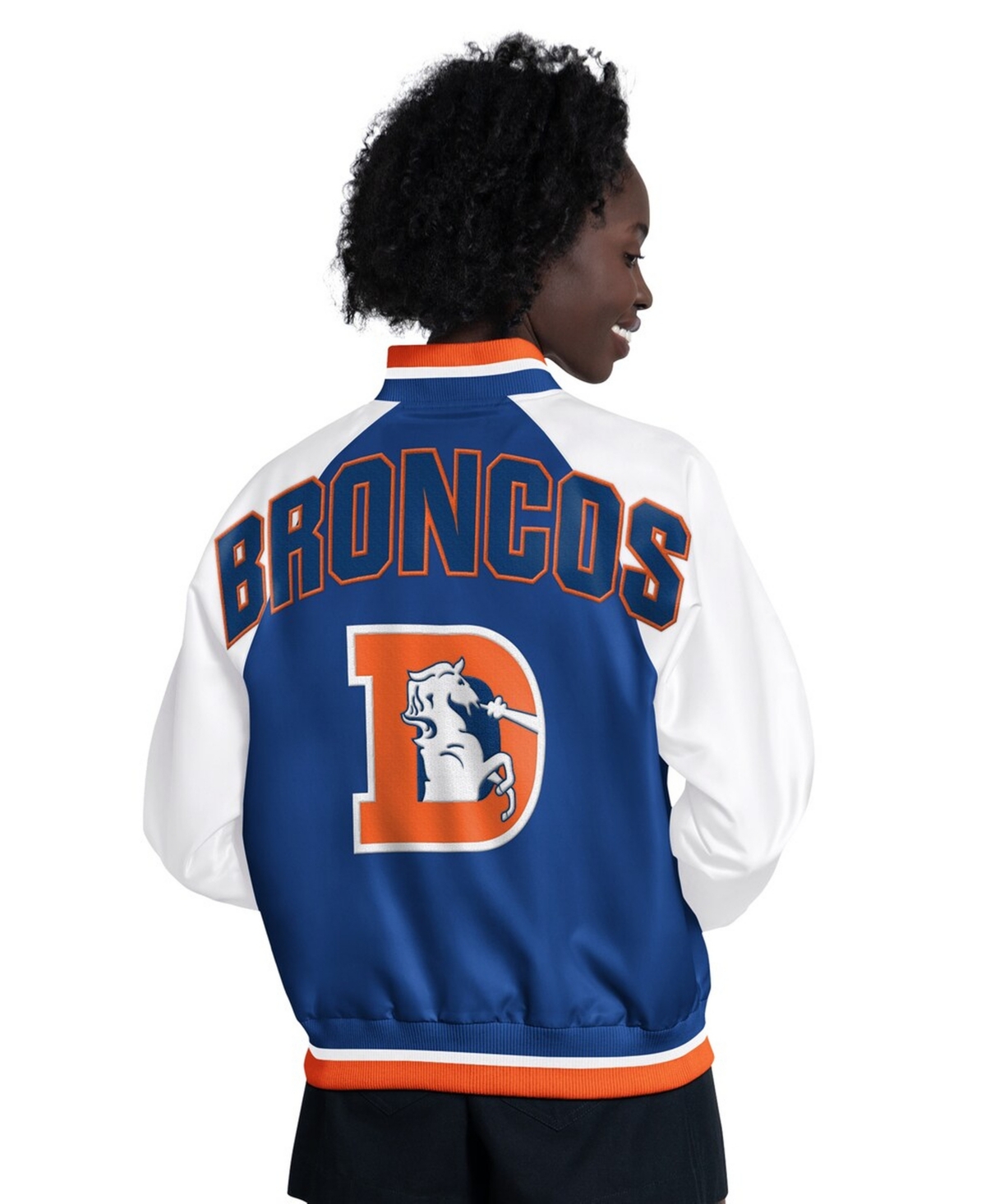 Starter Women's Blue/White Denver Broncos Raglan Blitz Full-Snap Varsity Jacket