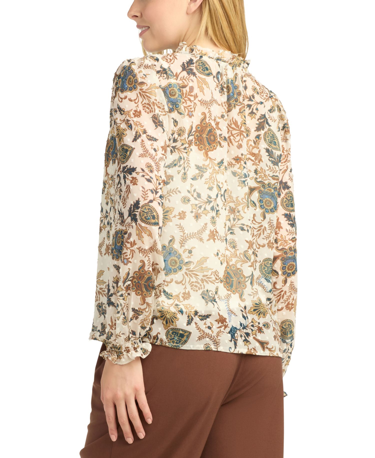 Juniors' Print Clip Dot Top