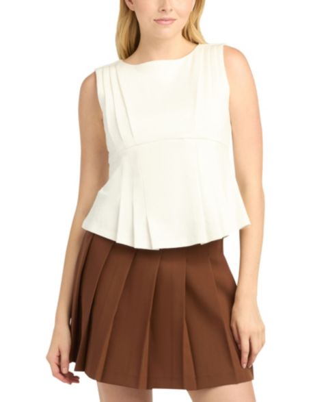 Женский топ BCX Juniors' Asymmetrical Pleated, цвет: Молочный белый
