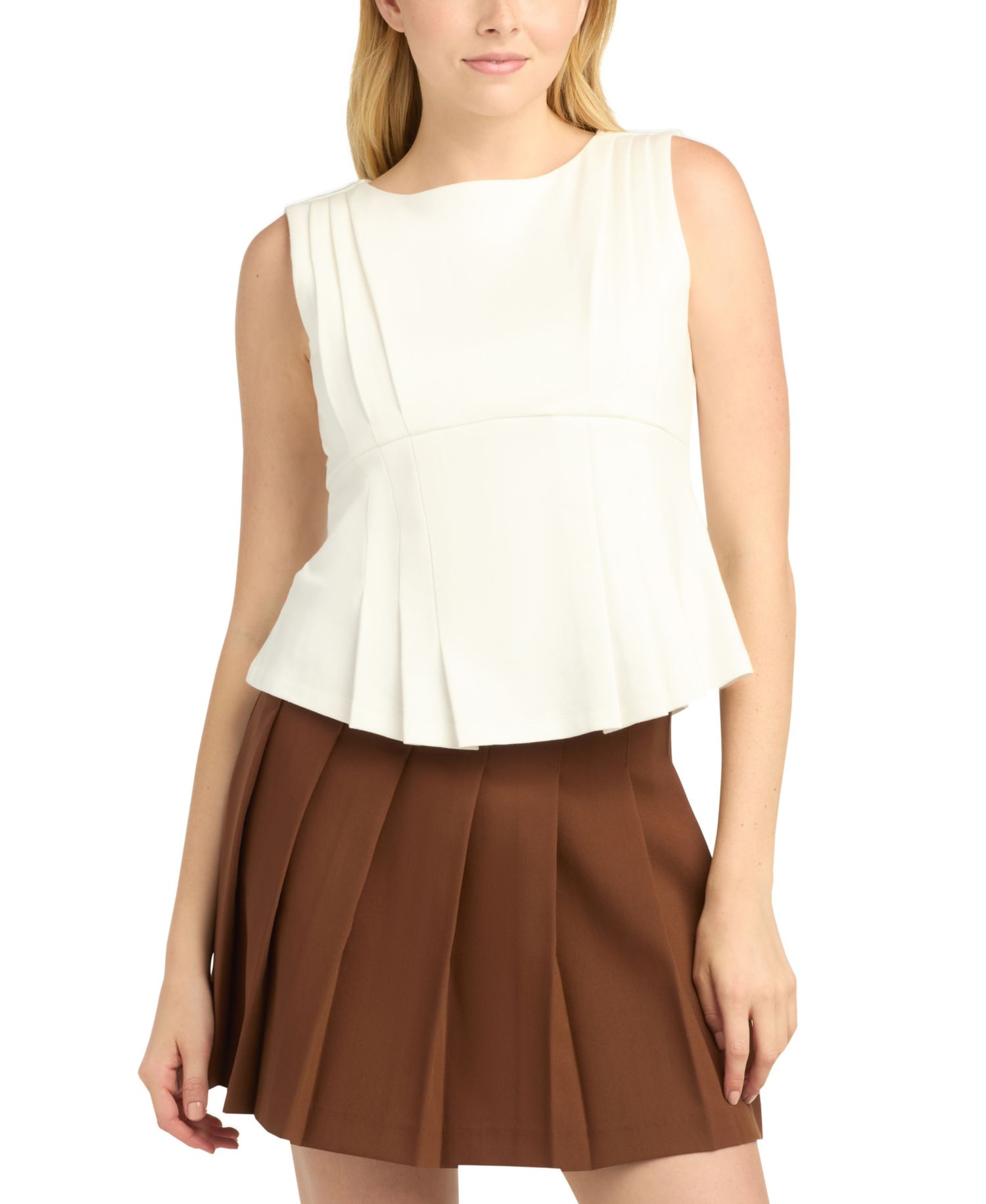 Juniors' Asymmetrical Pleated Top