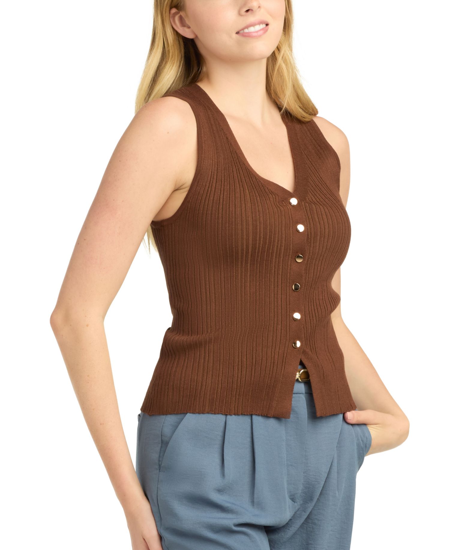 Juniors' Halter Vest Sweater