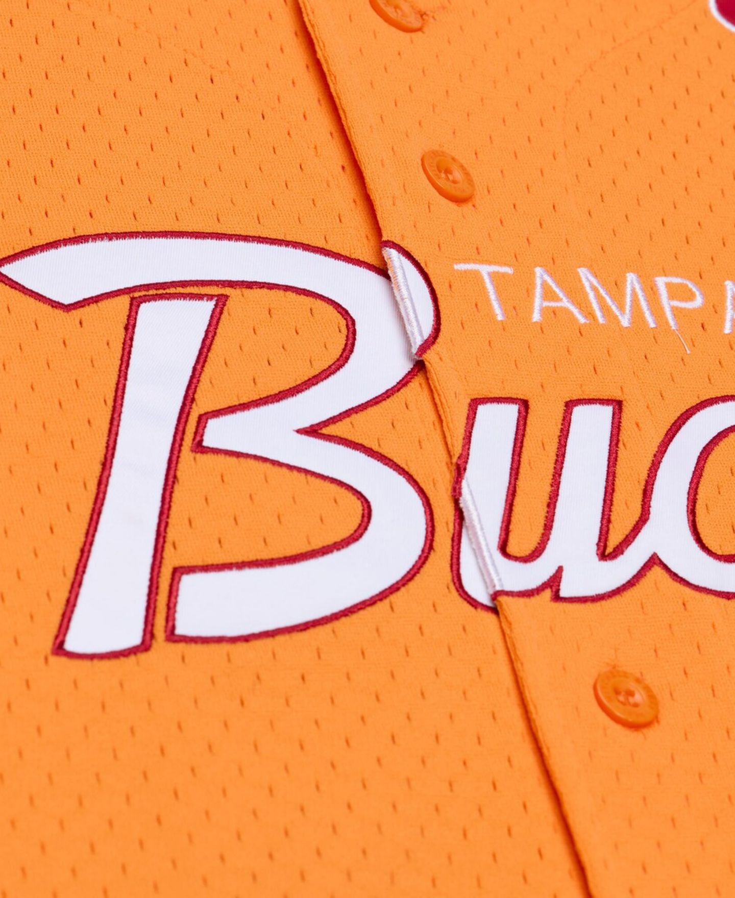 Мужской топ Mitchell & Ness Orange Tampa Bay Buccaneers Head Coach Mesh Full-Button Fashion Jersey — фото 2