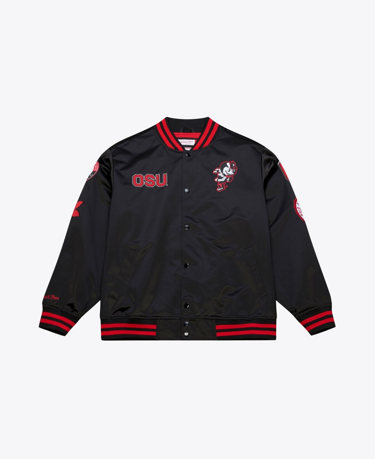Mitchell Ness Men's Black Ohio State Buckeyes Double Clutch Lightweight Satin Full-Snap Jacket
