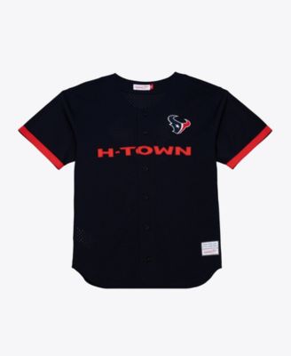Men's Navy Houston Texans Head Coach Mesh Full-Button Fashion Jersey