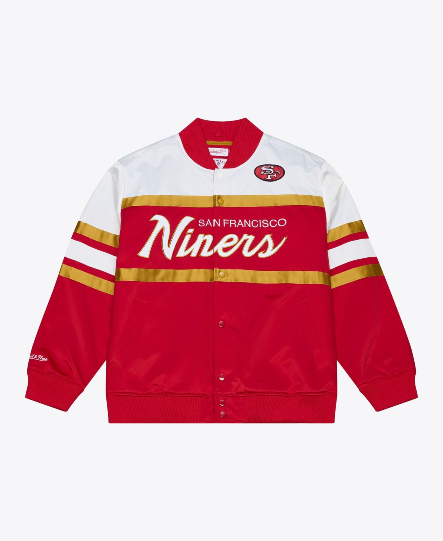 Men's Scarlet San Francisco 49ers Head Coach Lightweight Full-Snap Satin Jacket