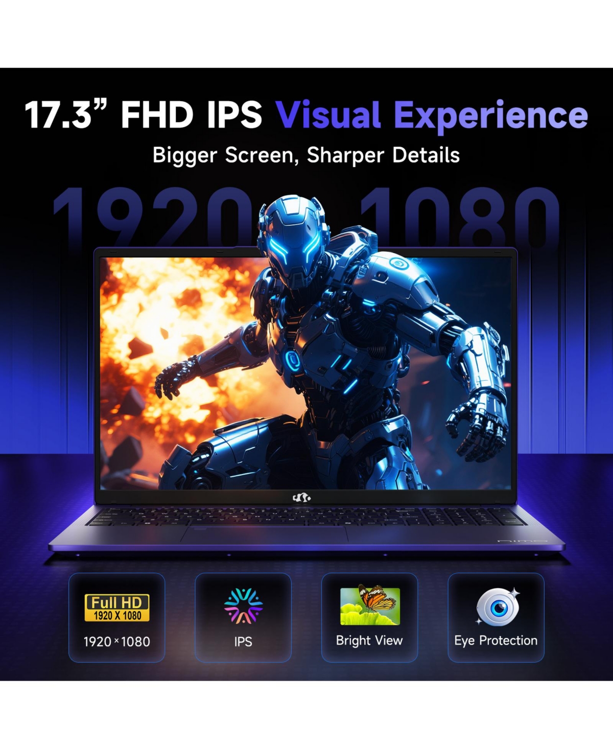 Nimo 17.3" Ips Fhd-Gaming-Laptop, Amd Ryzen 5 6600H 16GB DDR5 Ram 1TB Ssd (Beat i7-1165G7 Up to 4.5GHz) Radeon 660M