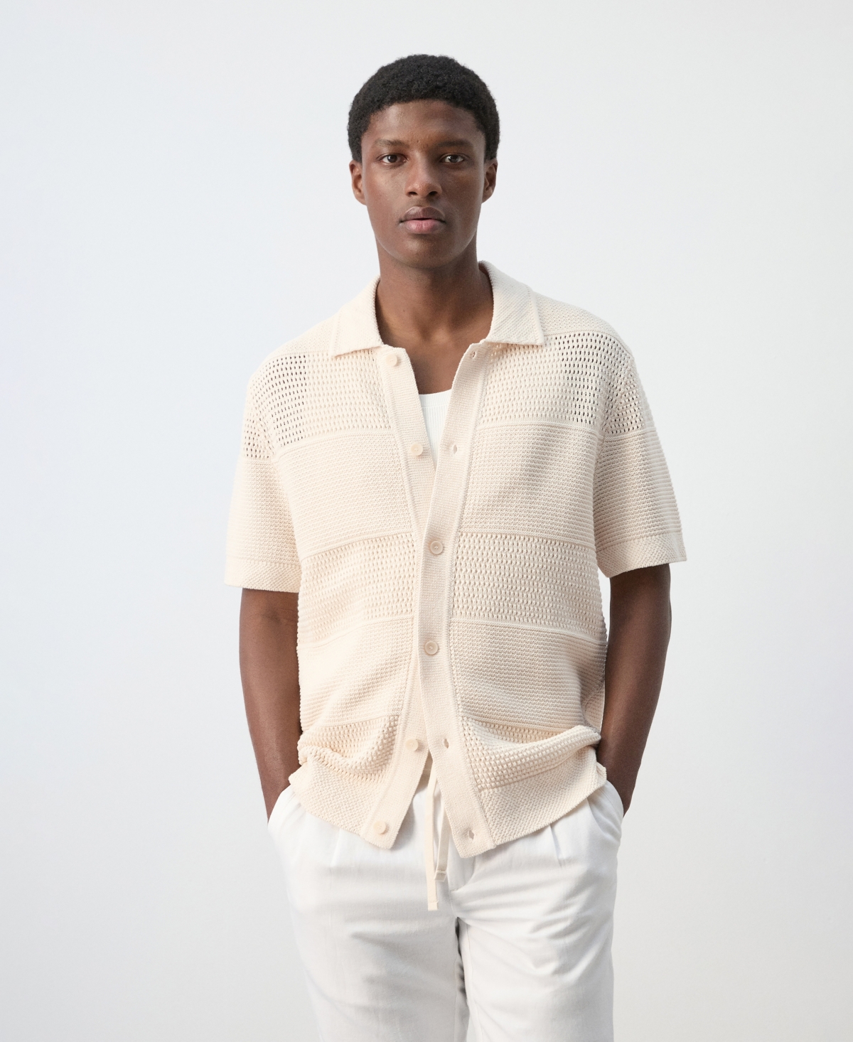 Mango Men's Openwork Knitted Shirt