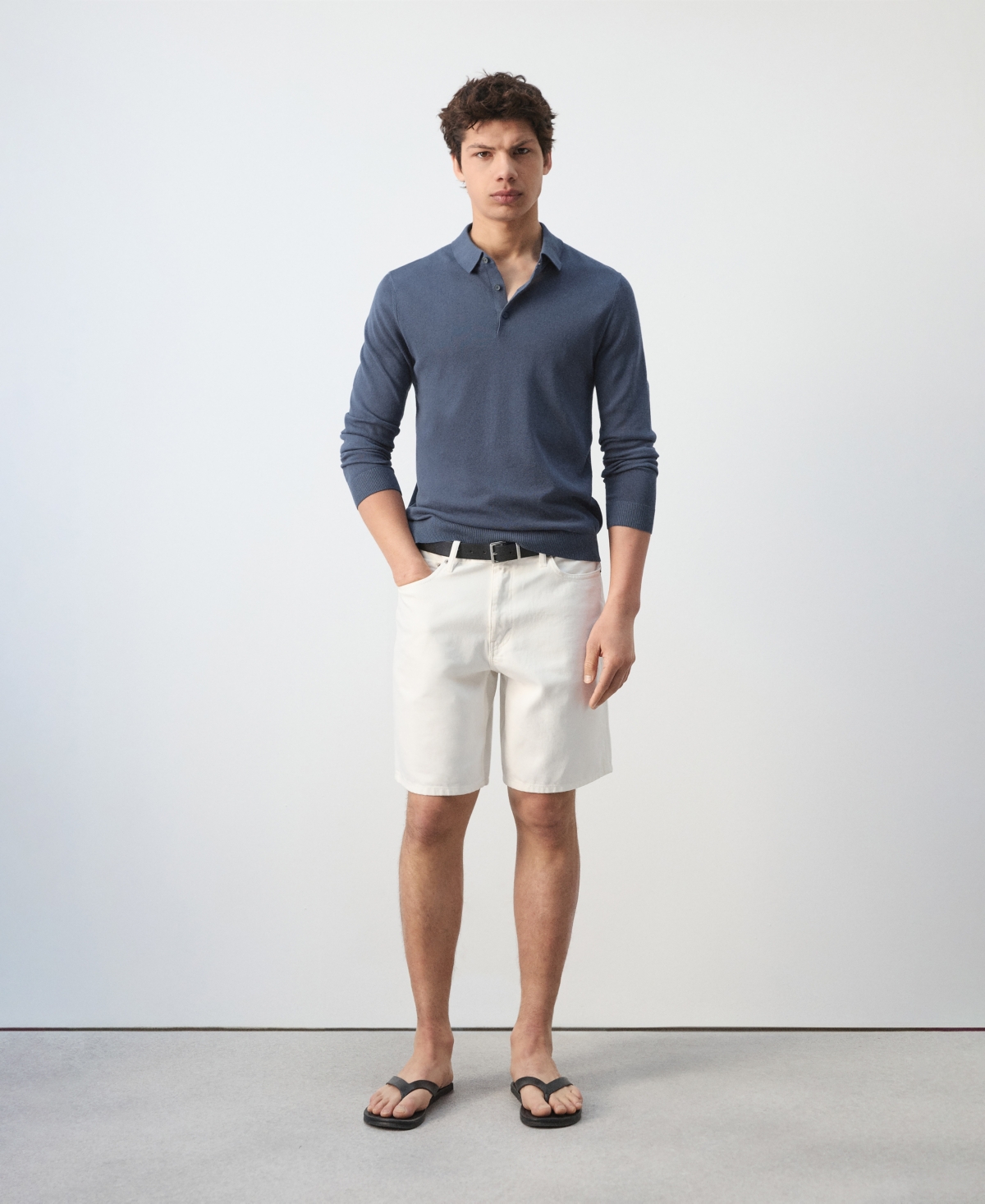 Mango Men's Cotton Fine-Knit Polo Shirt