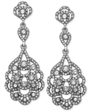 Nina Silver-Tone Geometric Crystal Drop Earrings; $95