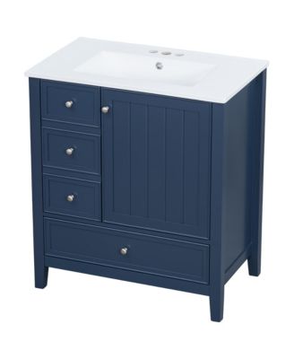 30 Inch Bathroom Vanity with Sink One Cabinet and Three Drawers Solid Wood and MDF Board