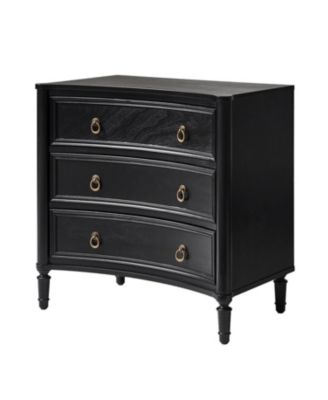 Laurencia 26"W 3-Drawer Curved Silhouette End Table with Built-in Charging Station