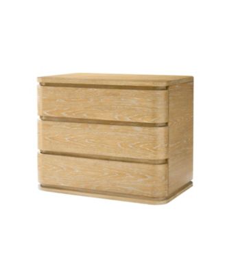 Fay Modern 30"W 3-Drawer Oak Wood End Table with Built-In Power Station