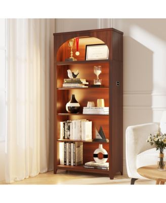 5-Tier Wooden Bookshelf with LED Lights