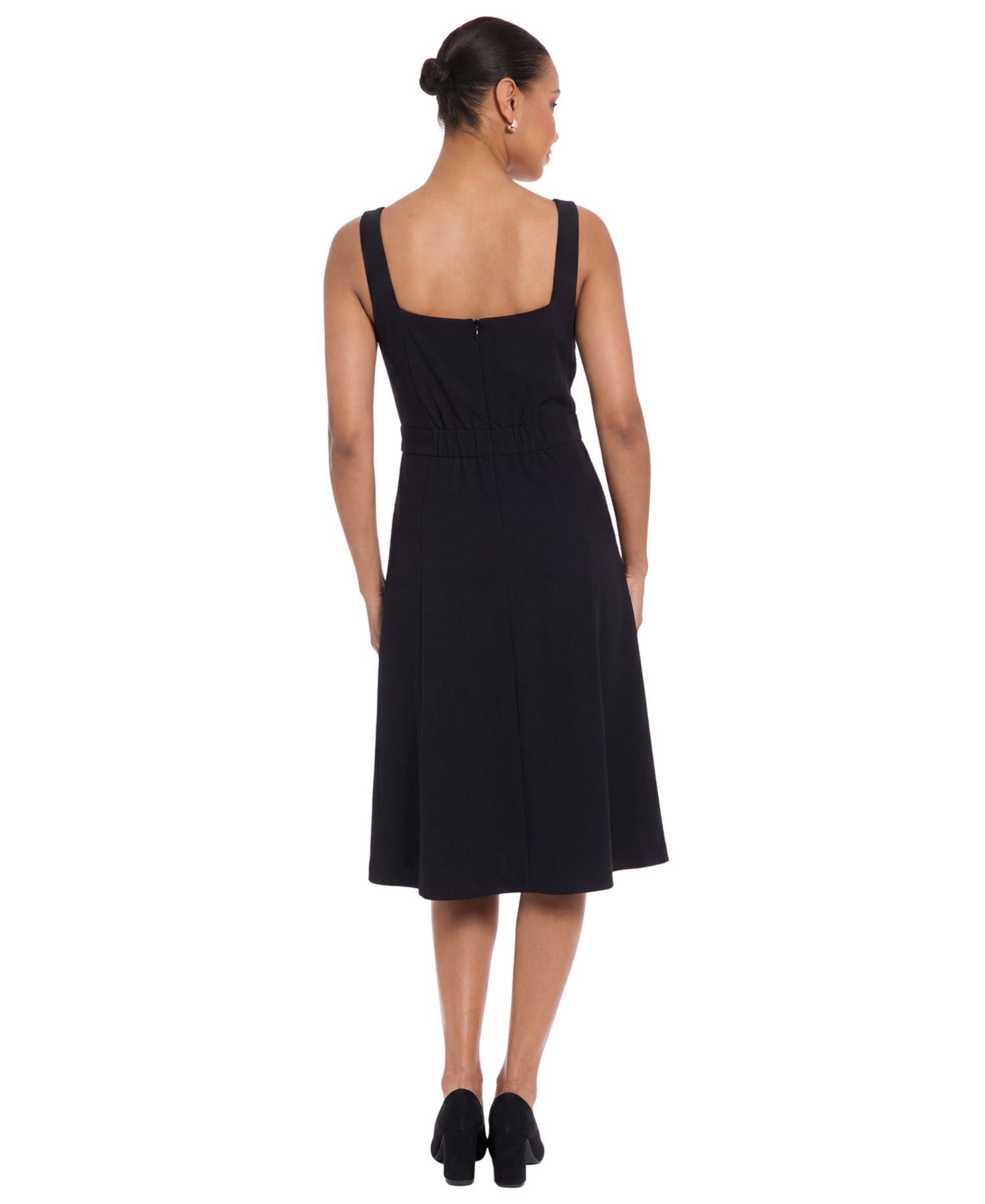 Petite Square Neck Sleeveless Scuba Crepe Midi Dress