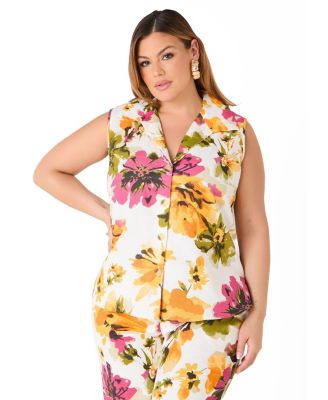 Plus Size Watercolor Floral Print Women's Shirt