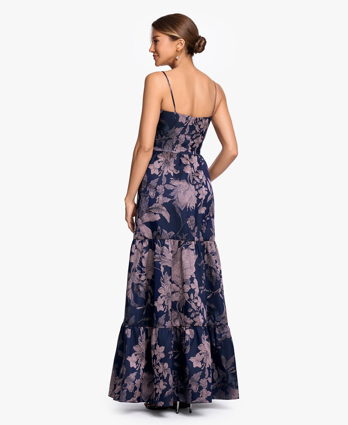 Betsy & Adam Women's Brocade Spaghetti Strap Corset Ball Gown view 4 — MAYCSS fashion products