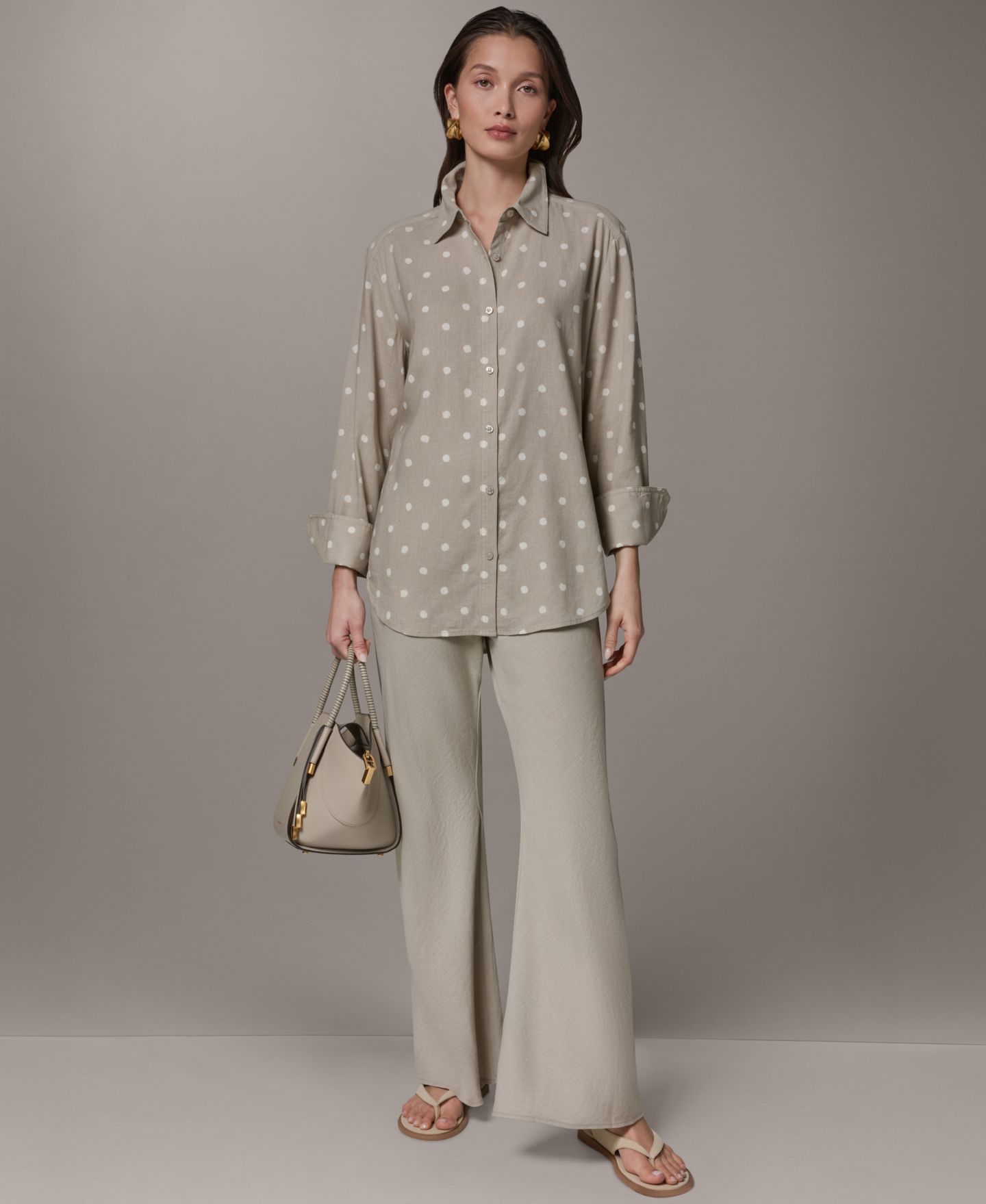 Женская рубашка Donna Karan Weekend Long-Sleeve Button-Front, цвет: Песчаниковый — фото 6