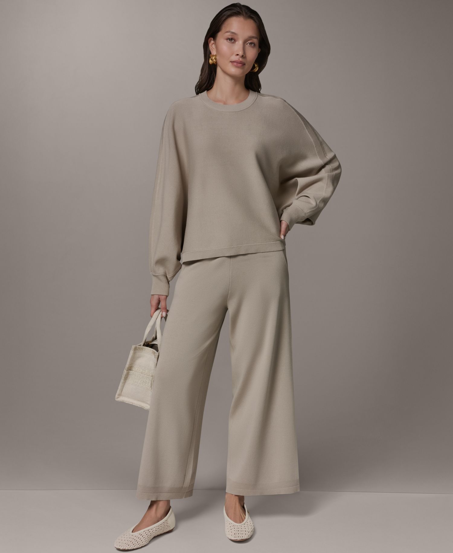 Women's Oversized Dolman-Sleeve Crewneck Sweater