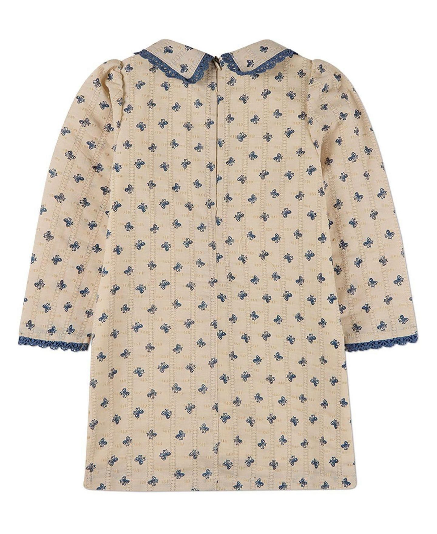 Платье MeMoi Embroidered-Bow 100% Cotton Pointelle Lace-Trim Mini-Print Dress для девочек, цвет: Тёмно-синий — фото 2