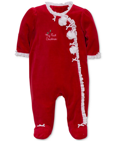 Little Me Baby Girls' Rosette Footed Pajamas