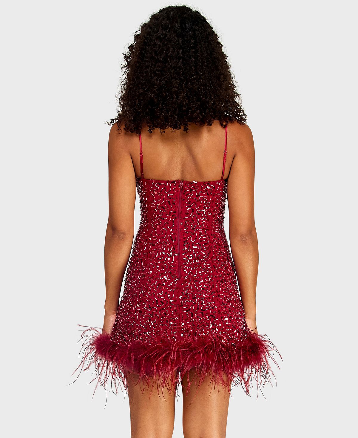 Alex & Sophia Juniors' Square Neck Bead & Imitation Pearl Detail Sequin Dress view 5 — MAYCSS fashion products
