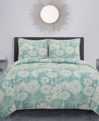 Viola Floral 3-Piece Quilt Set, Queen