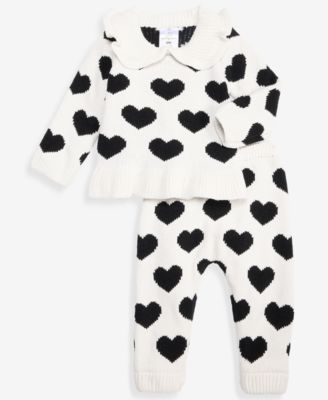 Baby Girls' 3M-24M Collared Hearts Sweater & Pants, 2-Piece Set