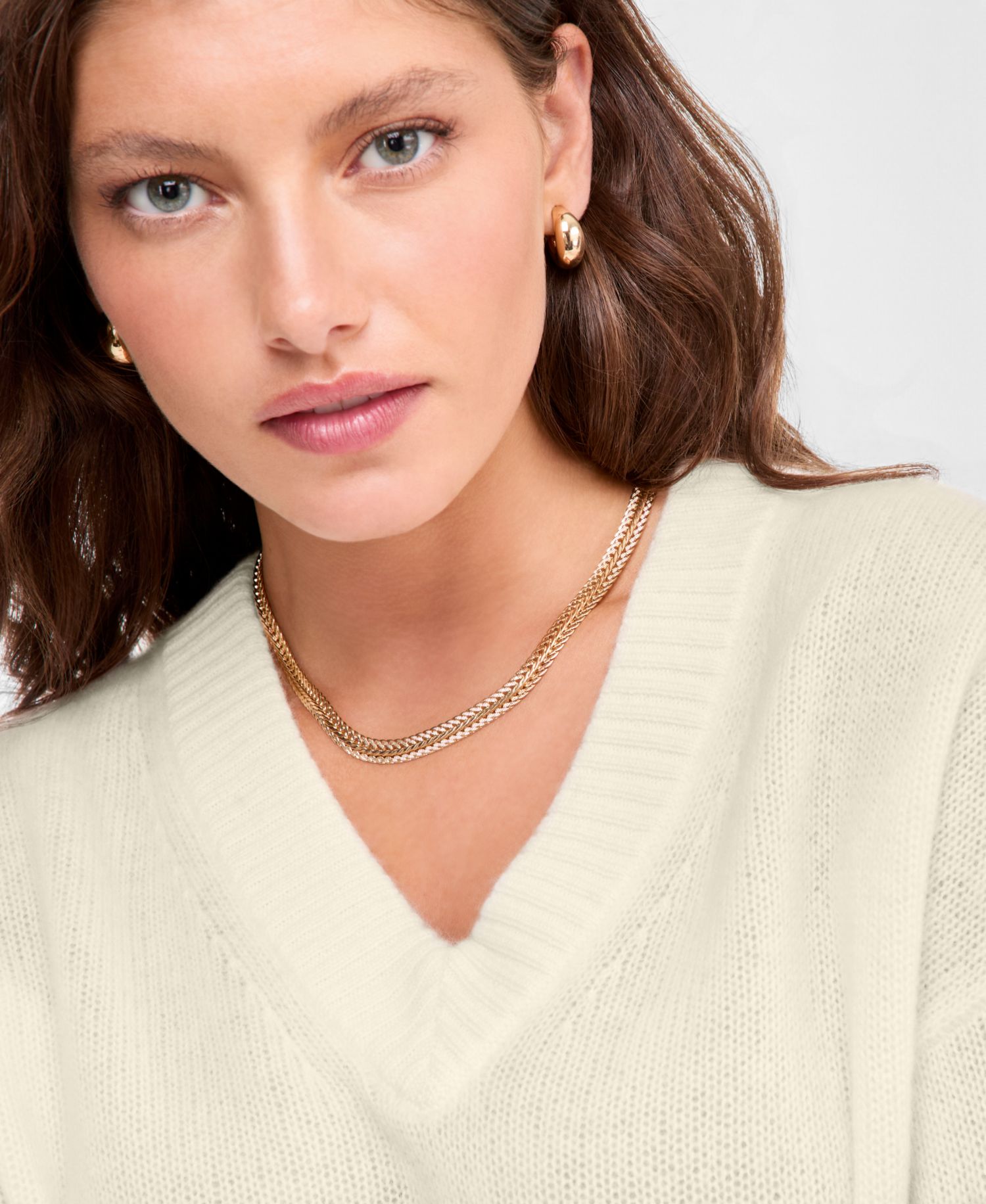Petite 100% Cashmere V-Neck Relaxed Sweater
