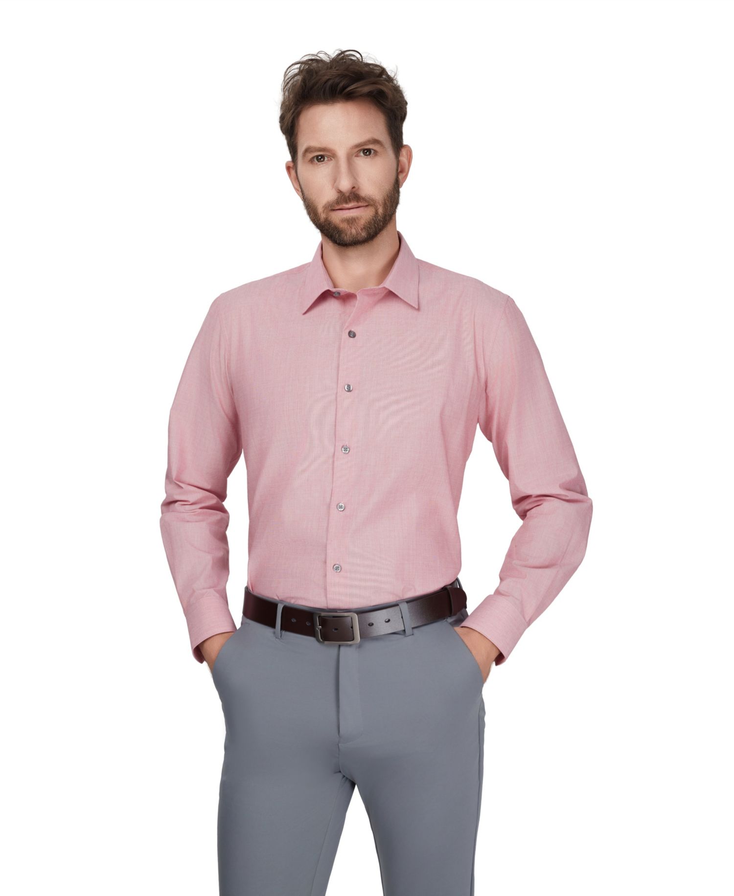 Men's Slim-Fit Solid Dress Shirt
