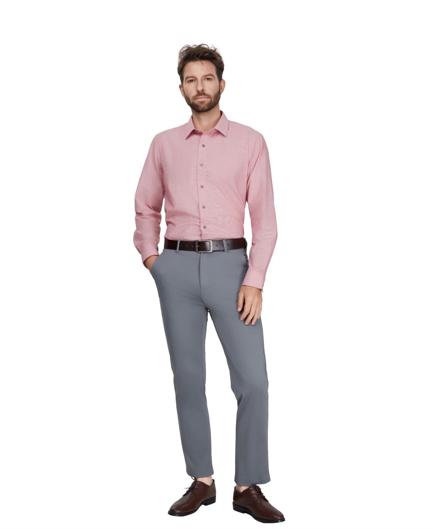 Мужская рубашка Alfani Regular-Fit Solid Dress Shirt, цвет: Бордовый — фото 2
