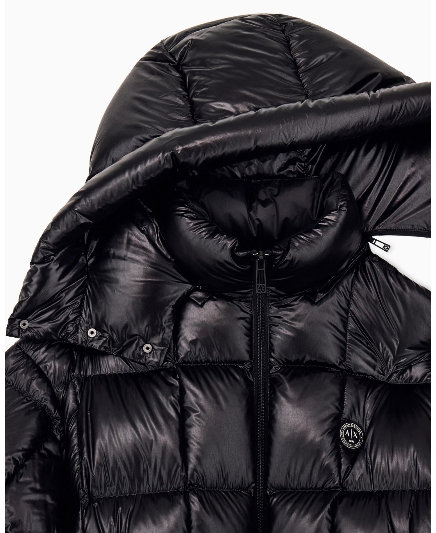 Men's Nylon Metallic Shine Down Hood with Jacket