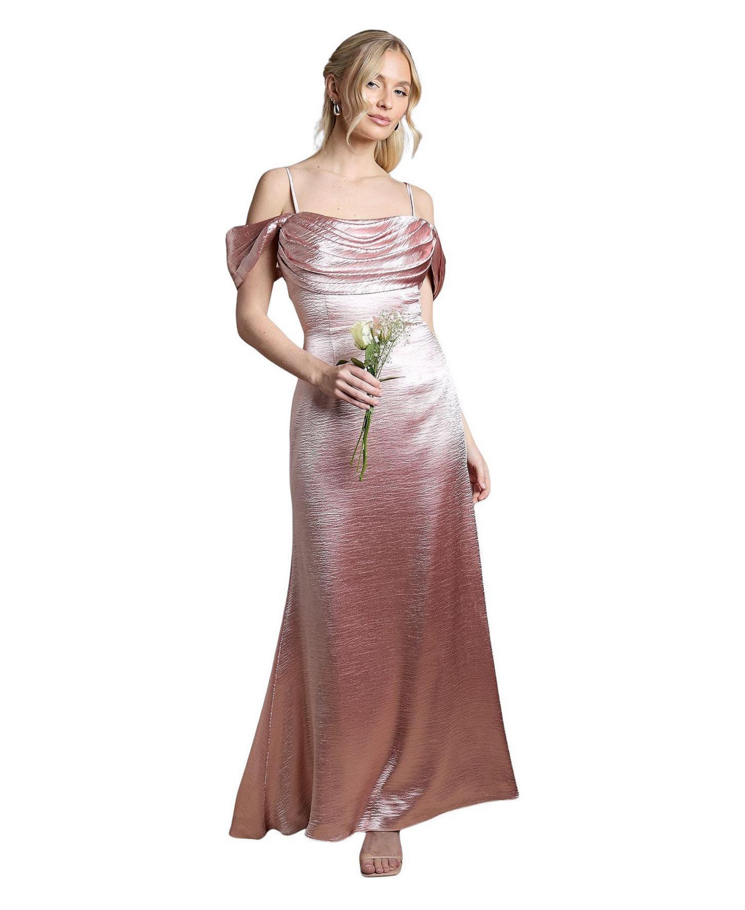 Women's Cowl Neck Bridesmaid Maxi Dress