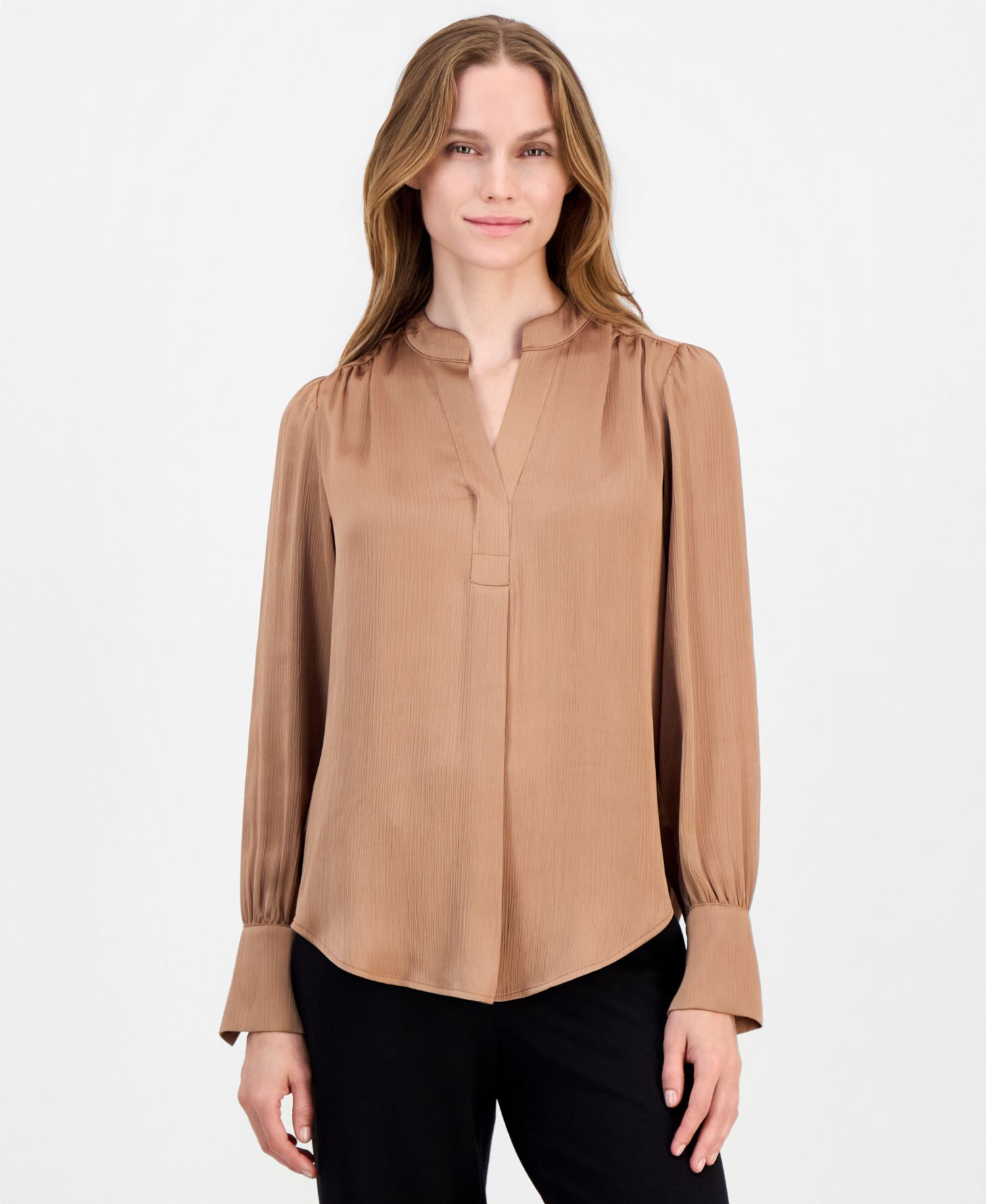 Petite Split-Neck Blouse