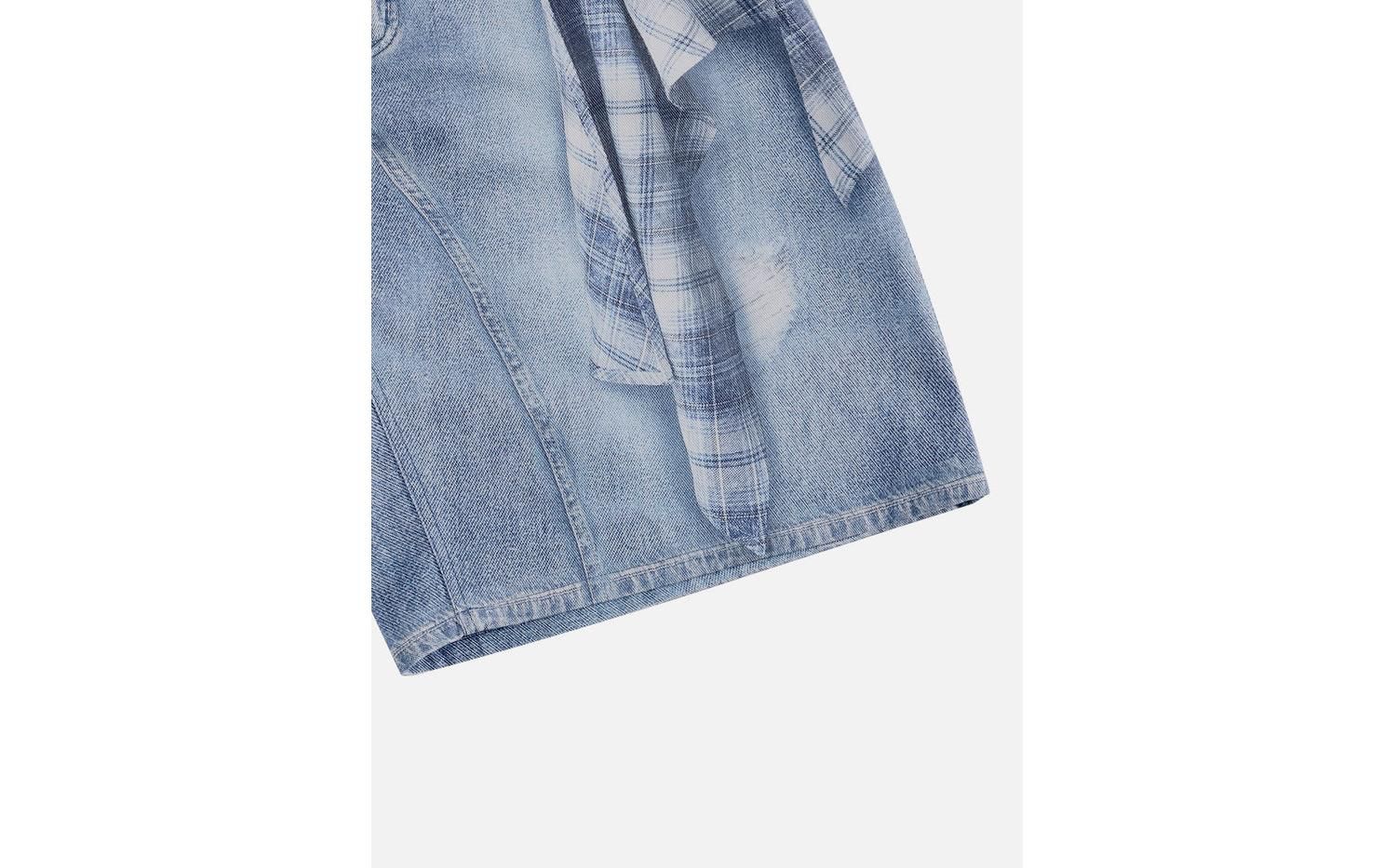 Women's Plaid Panel Chain Jorts