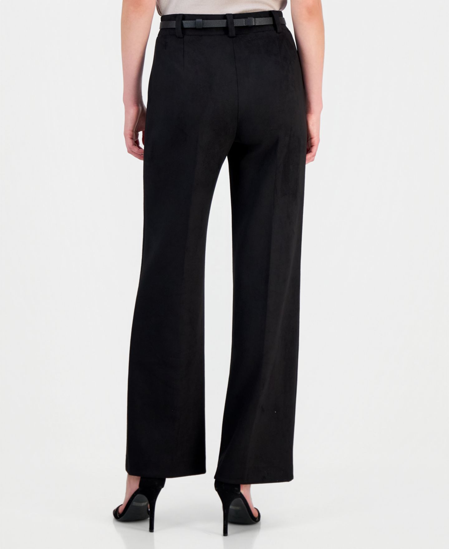 Женские брюки Anne Klein Pull-On Wide-Leg Scuba Suede, цвет: Чёрный — фото 3