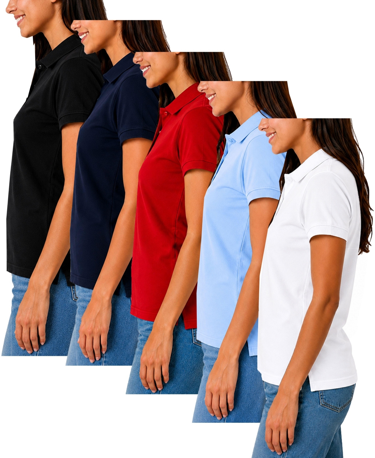 Galaxy By Harvic Women's Short Sleeve School Uniform Pique Polo Shirt- Pack