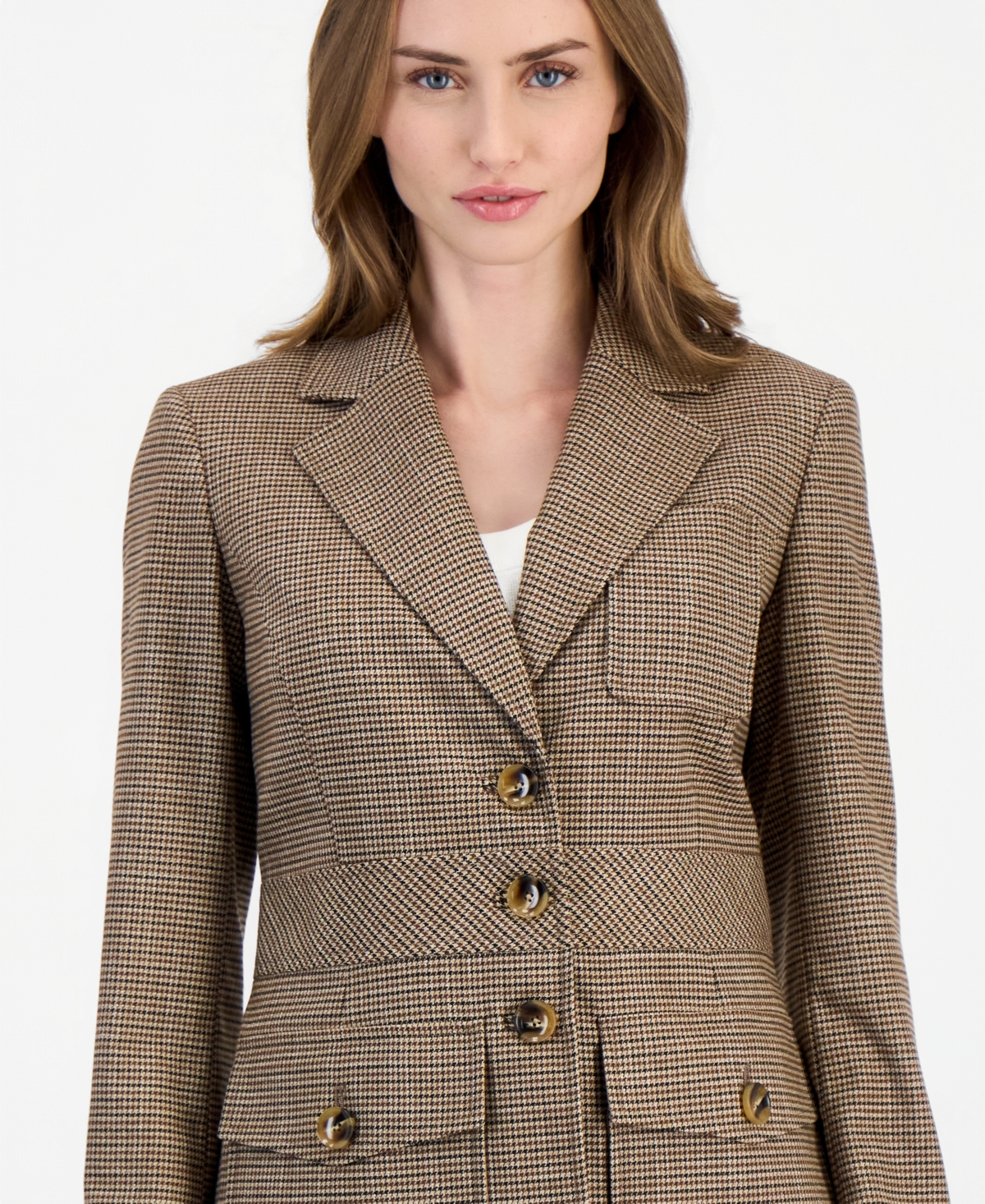 Anne Klein Women's Plaid Three-Button Blazer