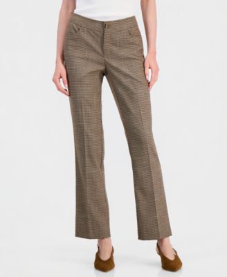 Women's Plaid Mid-Rise Bootcut Pants