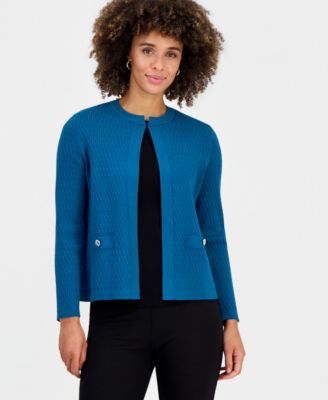 Women's Round-Neck Long-Sleeve Cardigan Sweater 