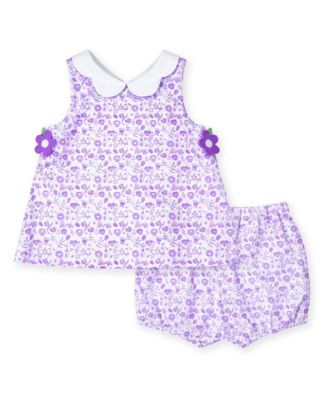 Baby Girl Printed Pique Dress and Bloomer with Flowers