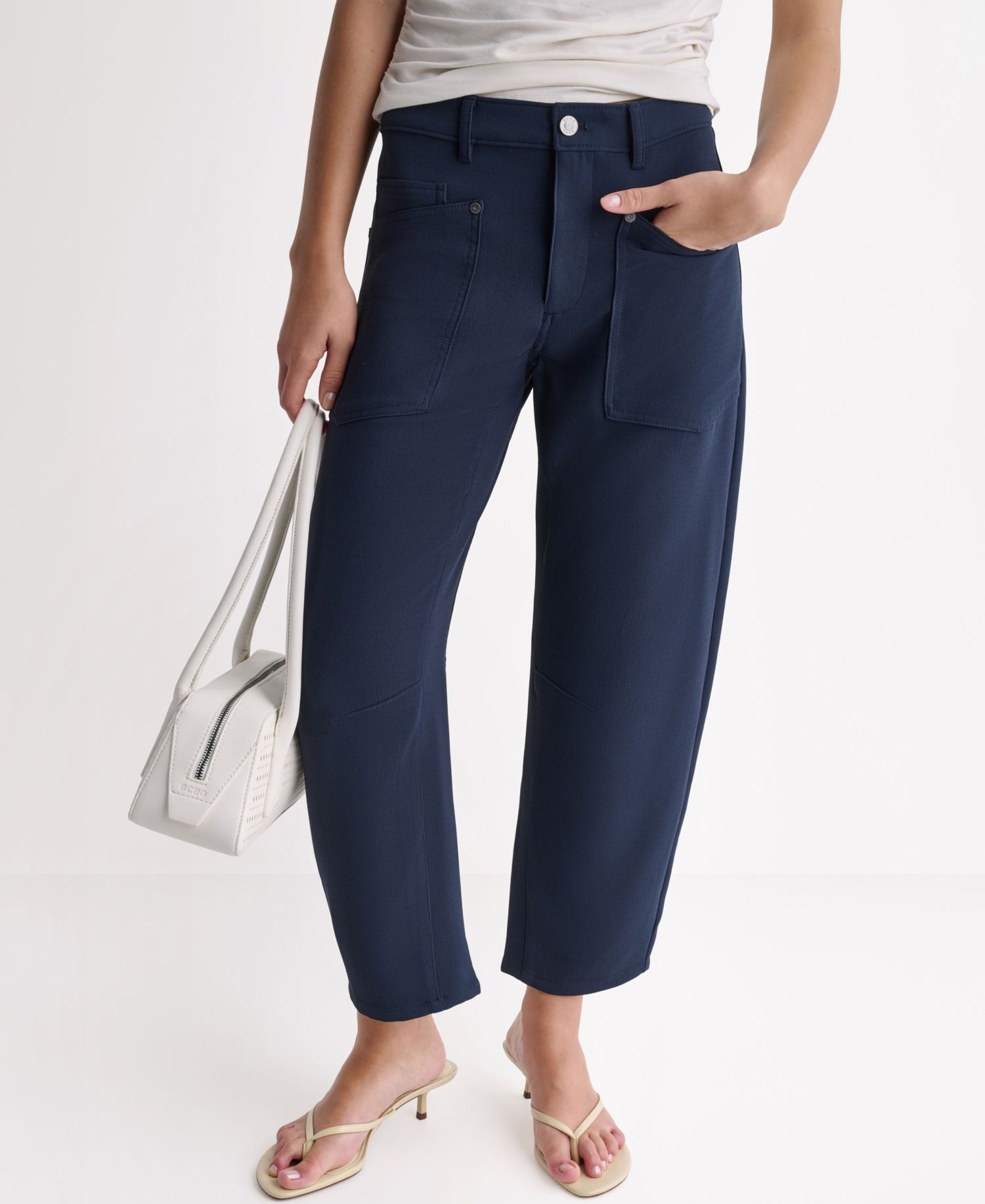 Women's Soft Barrel Leg Mid-Rise Pants