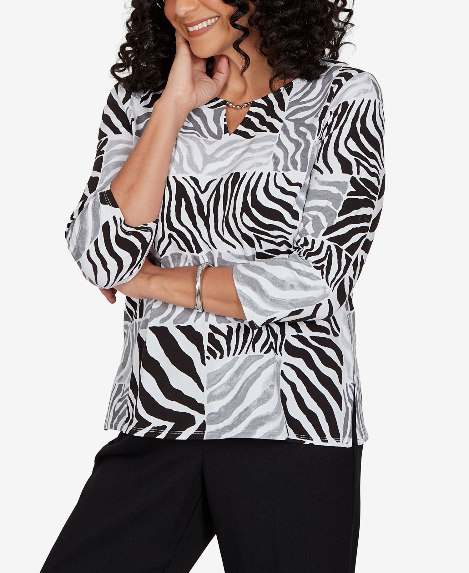 Petite Zebra Blocks Knit Top