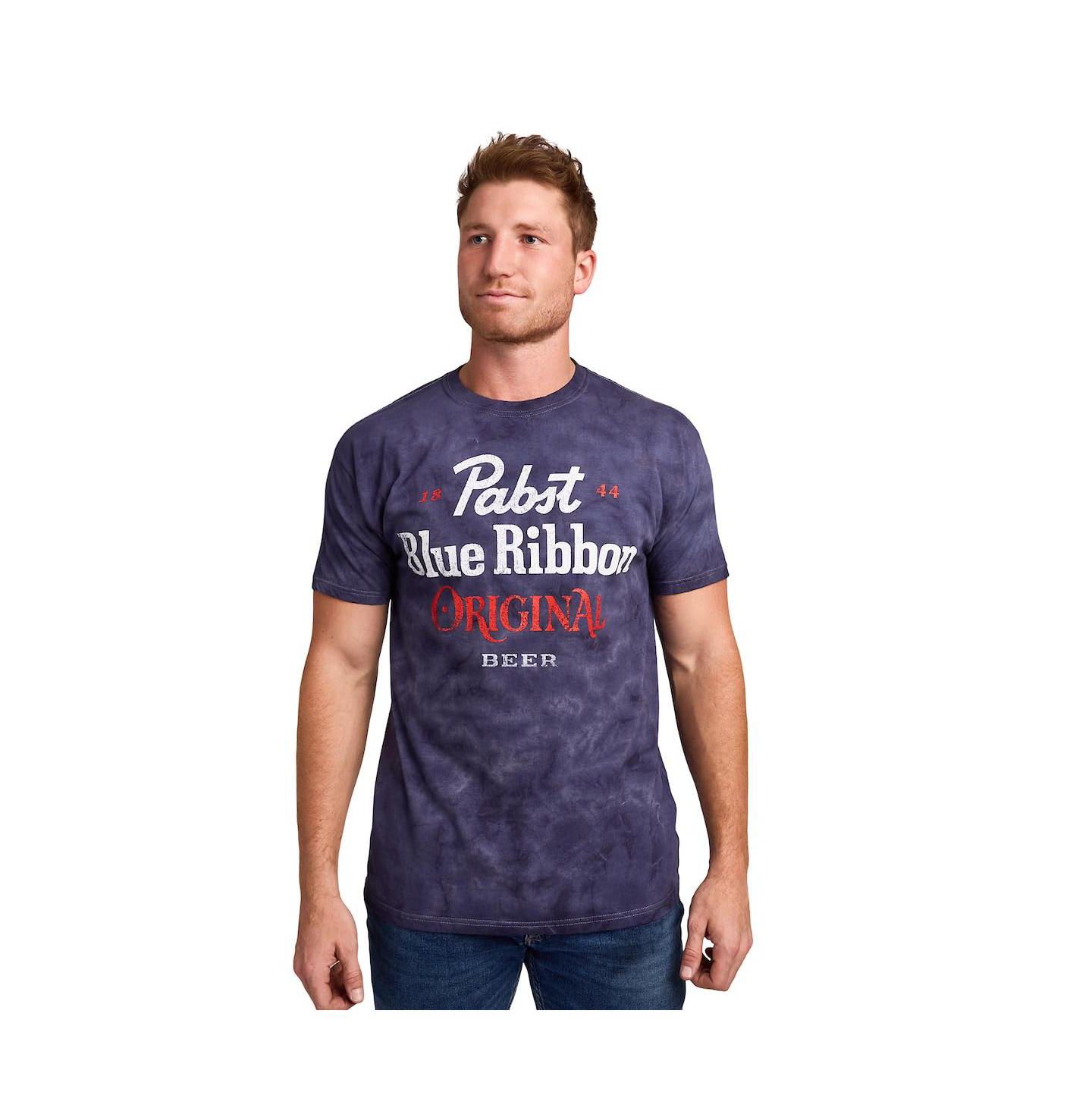 Мужская футболка Pabst Blue Ribbon Original Blue Crystal Wash Crew Neck Short Sleeve T-shirt-Medium, цвет: Тёмно-синий варёный — фото 8