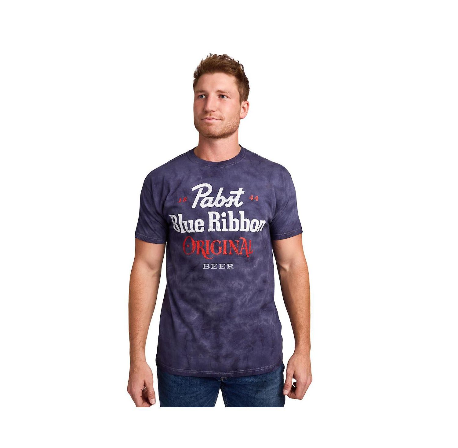 Men's Original Blue Crystal Wash Crew Neck Short Sleeve T-shirt-Medium