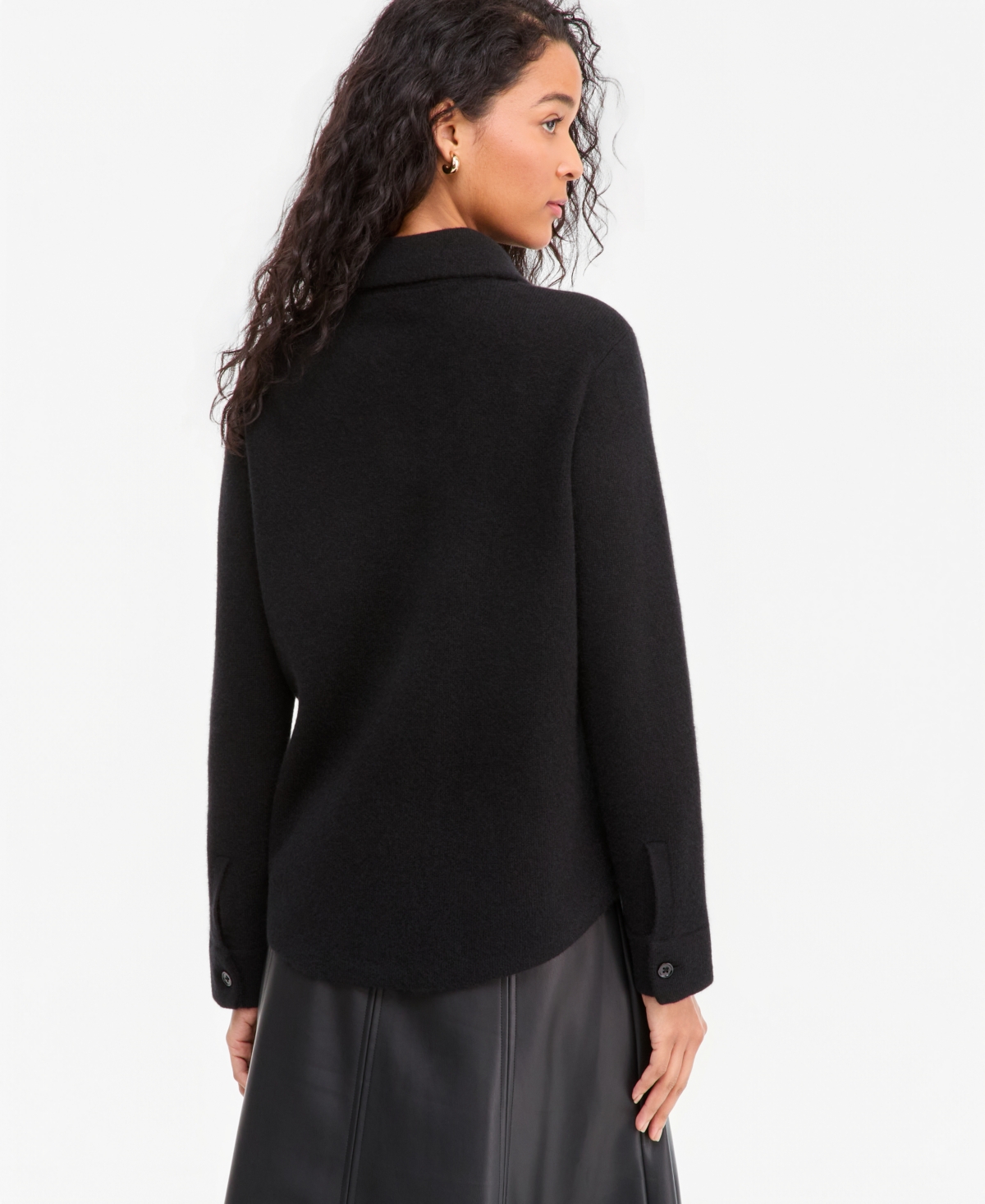 Charter Club Women's Cashmere Collared Shacket, Macy's Exclusive